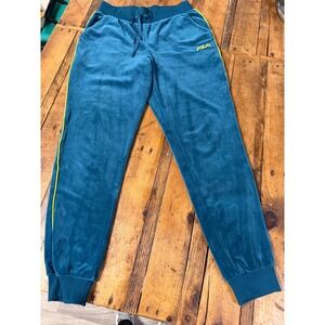 FILA Velour Joggers Womens S Teal Retro Y2K Streetwear Cozy Athleisure
